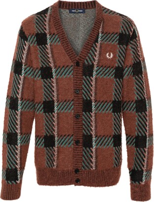 Fred Perry Glitch tartan-jacquard cardigan - ShopStyle